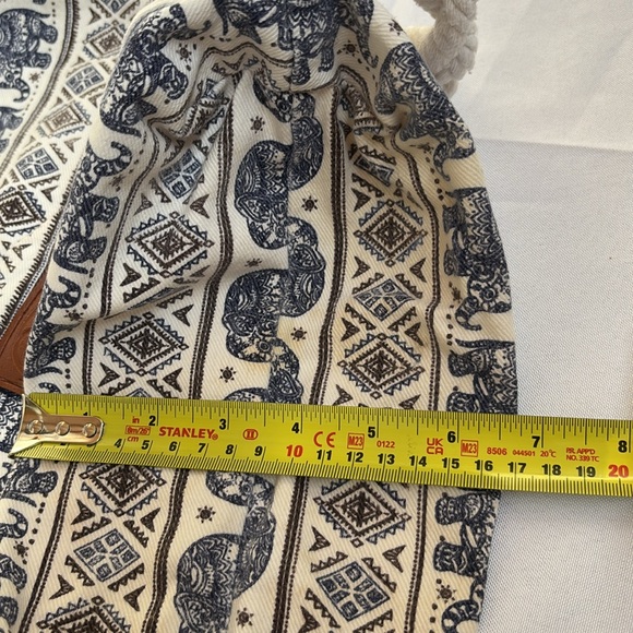 Canvas Elephant Print Drawstring Backpack Bohemian, Hippie - Picture 12 of 14